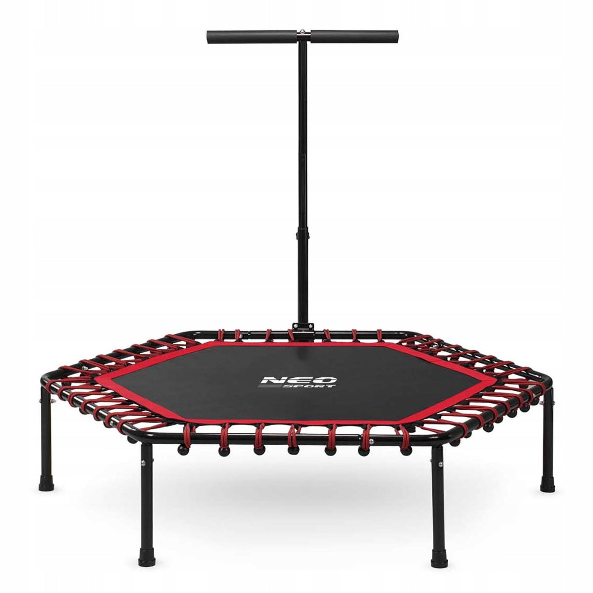 TRAMPOLINE WITH FITNESS HANDLE HEXAGONAL ELASTIC UP TO 100KG 127CM X 30CM Mat diameter 100 cm