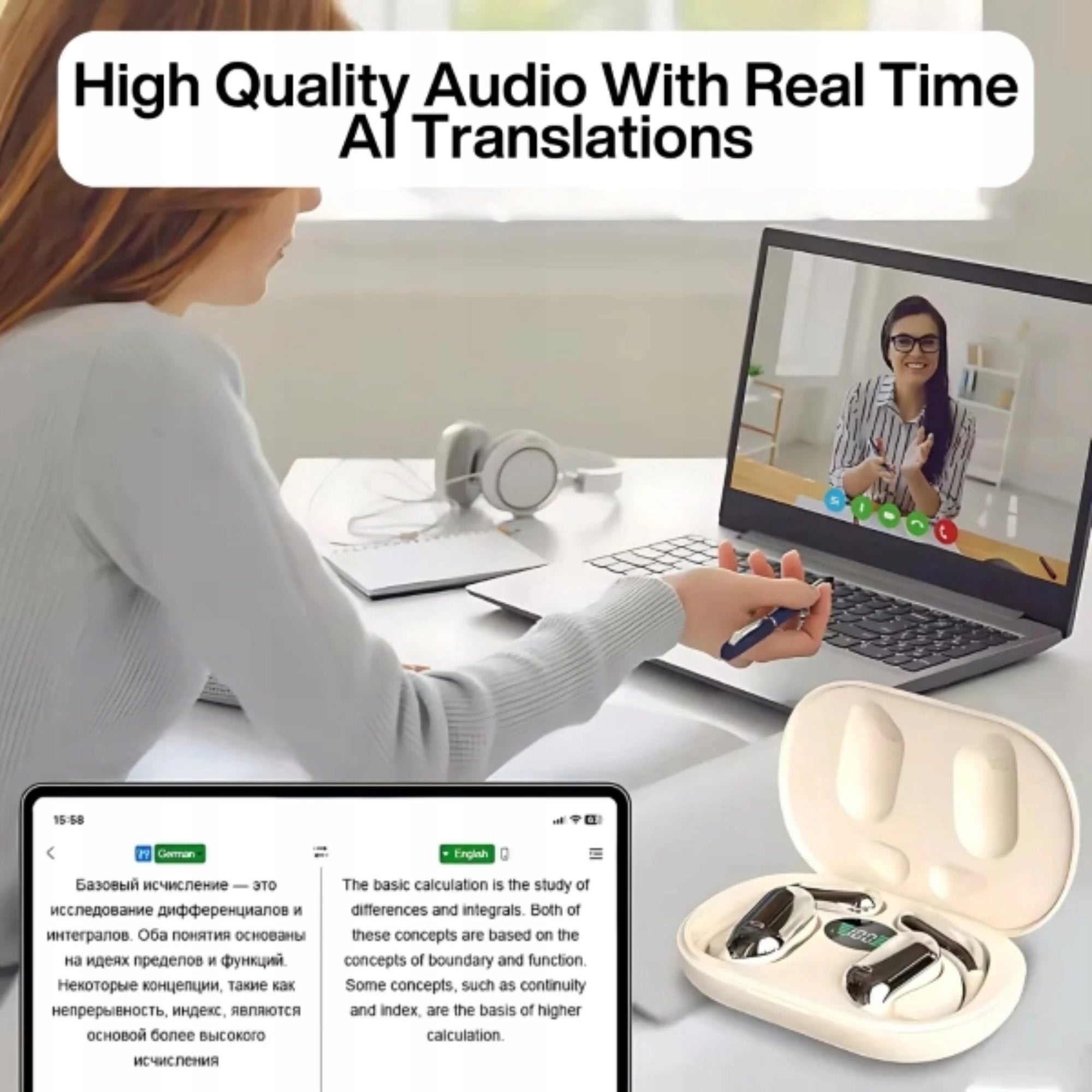TRANSLATION HEADPHONES AI 144 LANGUAGES REAL TIME TRANSLATION Black Manufacturer code 3831127612429