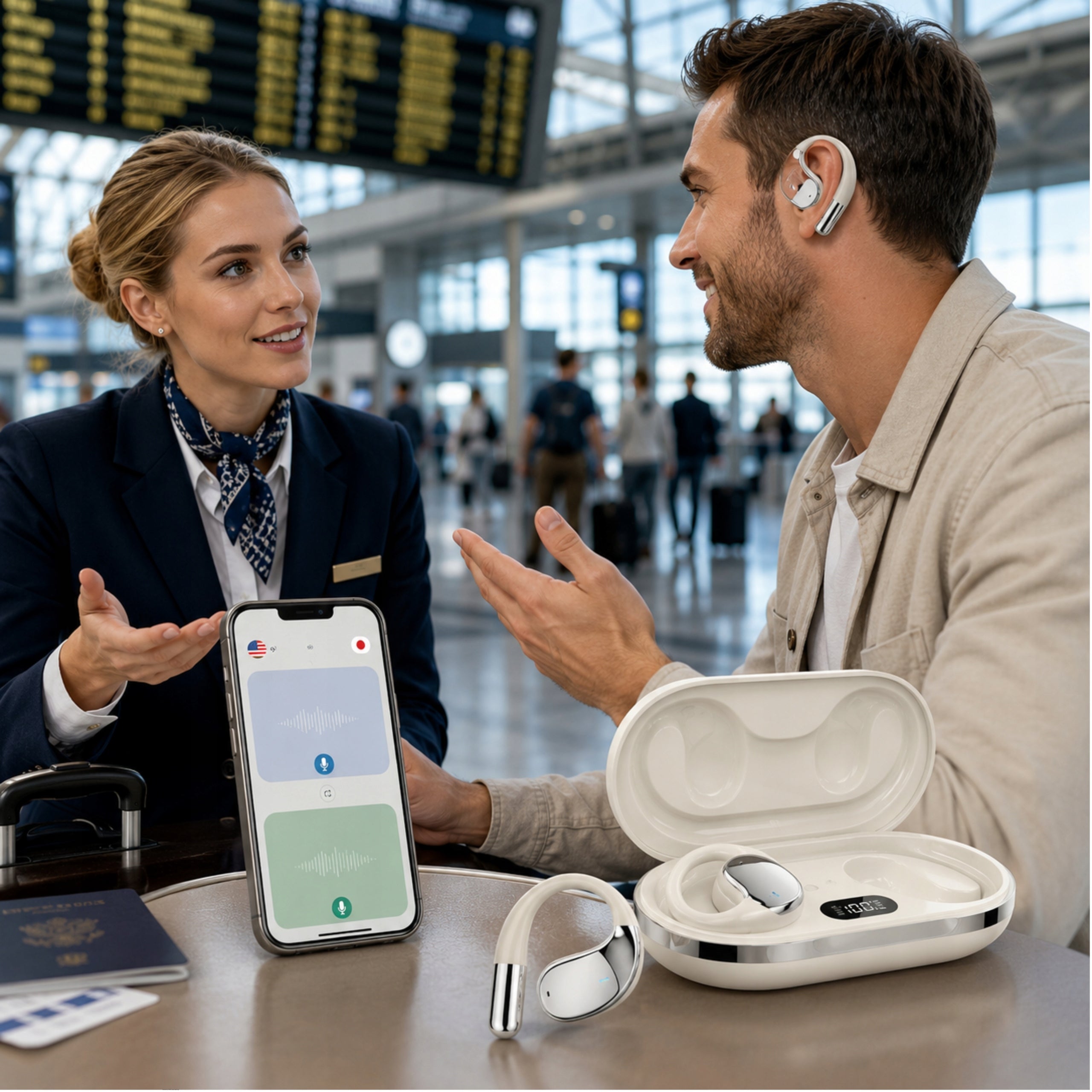 TRANSLATOR HEADPHONES 140 LANGUAGES WIRELESS WATERPROOF ANDROID Packaging status original