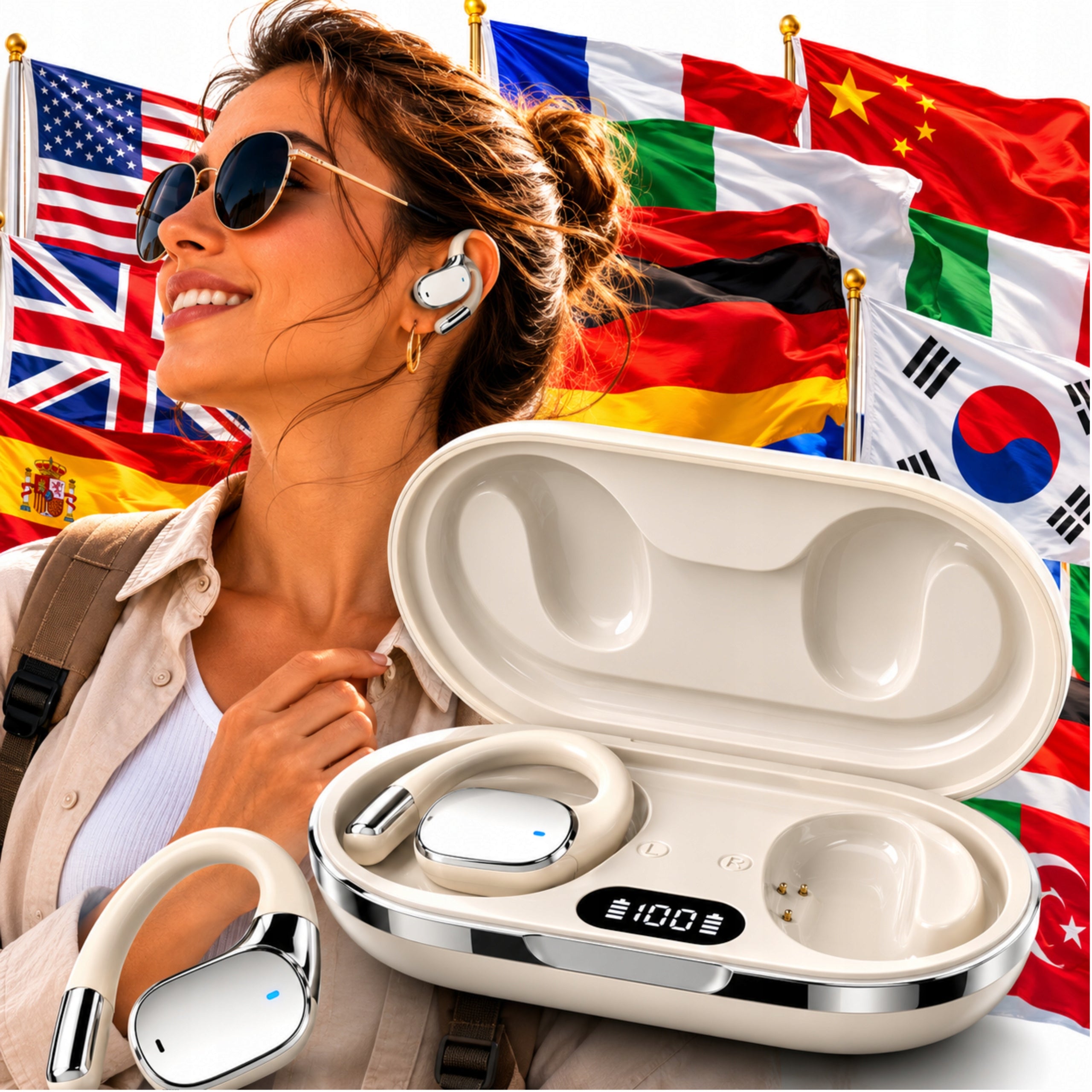 TRANSLATOR HEADPHONES 140 LANGUAGES WIRELESS WATERPROOF ANDROID