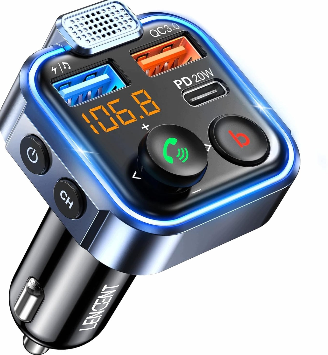 TRANSMITTER FM BLUETOOTH 5.3 CAR RADIO BASS CHARGER USB TYPE C SET