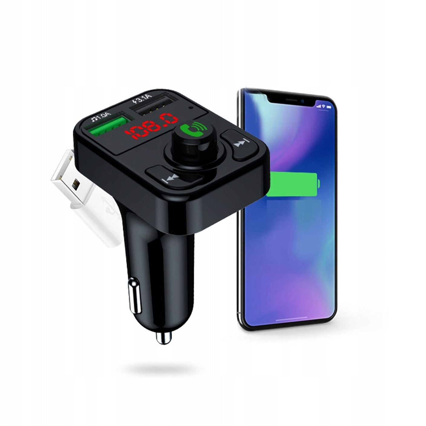 TRANSMITTER FM BLUETOOTH CAR CHARGER MP3 3.1A Packaging status original