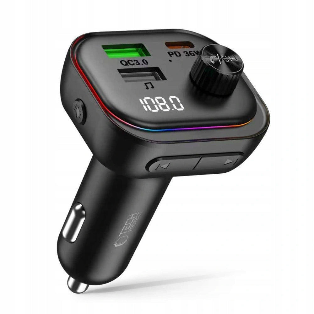TRANSMITTER FM LED CAR CHARGER BLUETOOTH USB + CABLE TYPE-C 50 CM Manufacturer code 5906302341153