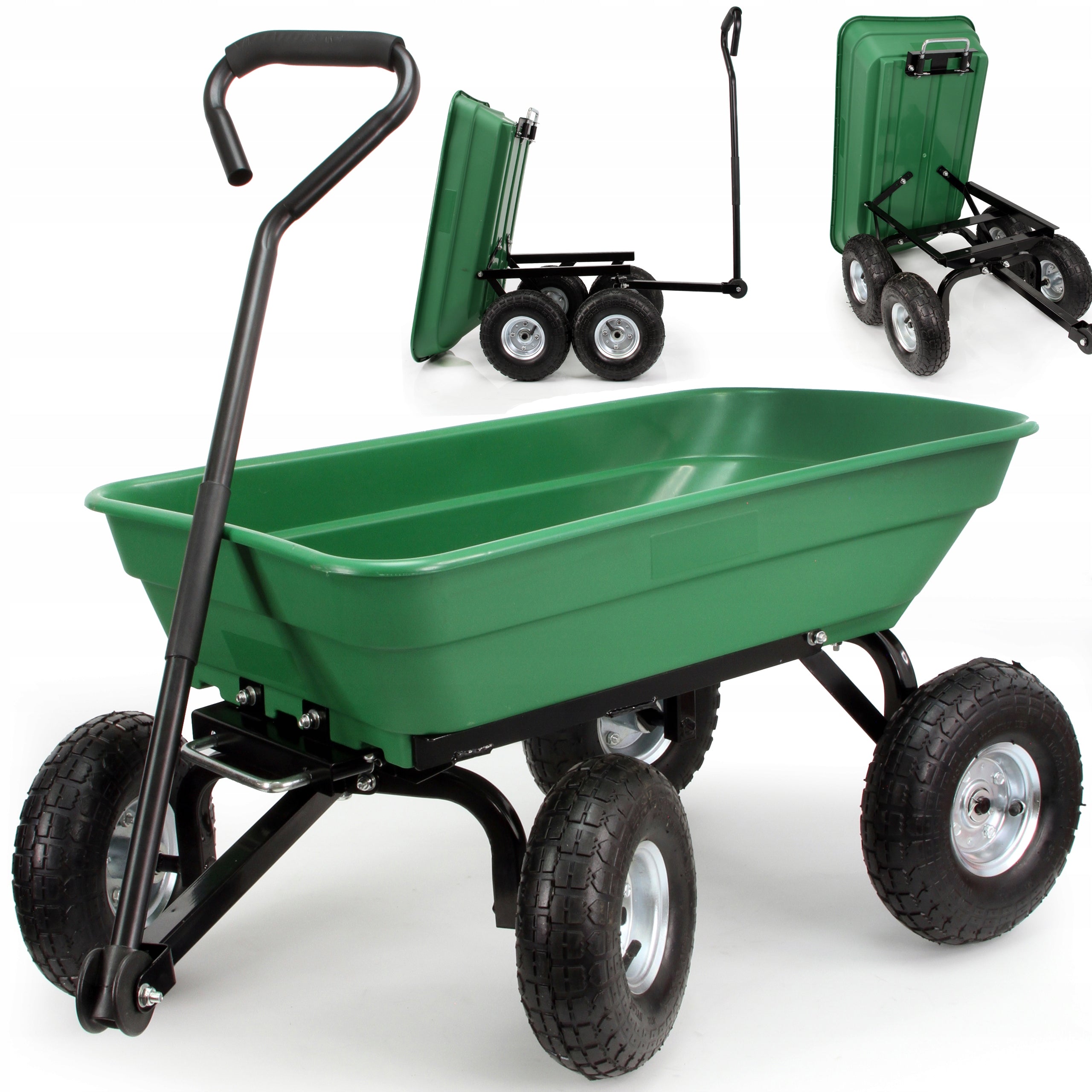 TRANSPORT GARDEN TROLLEY 120kg DUMP TRUCK WHEELBARROW PUMPED WHEELS