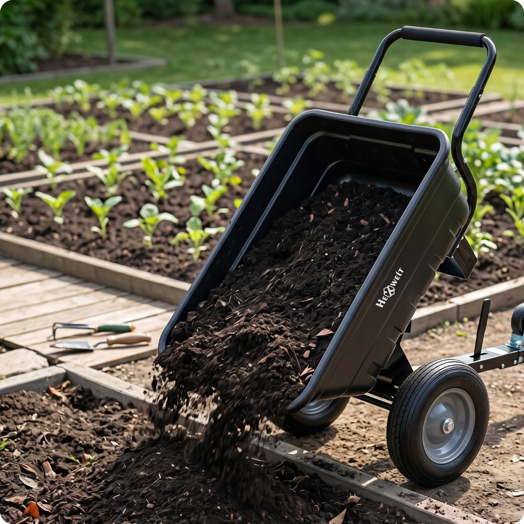 TRANSPORT TRAILER FOR QUAD TRACTOR 200KG GARDEN WHEELBARROW CRADLE ABS Brand HEXWELT