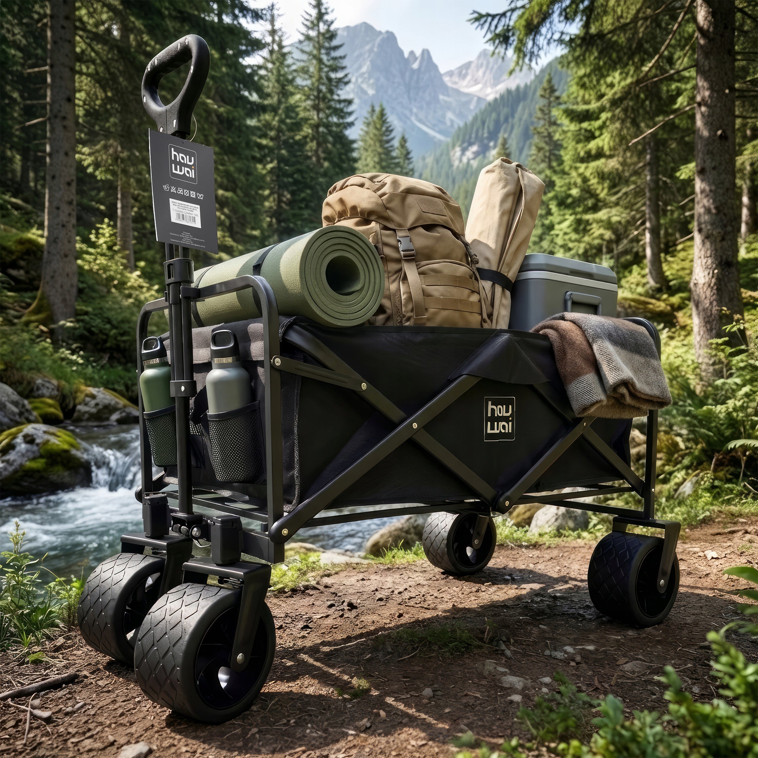 TRANSPORT TROLLEY FOLDING GARDEN TOURIST OFF-ROAD WHEELS 150 L Kind trolley