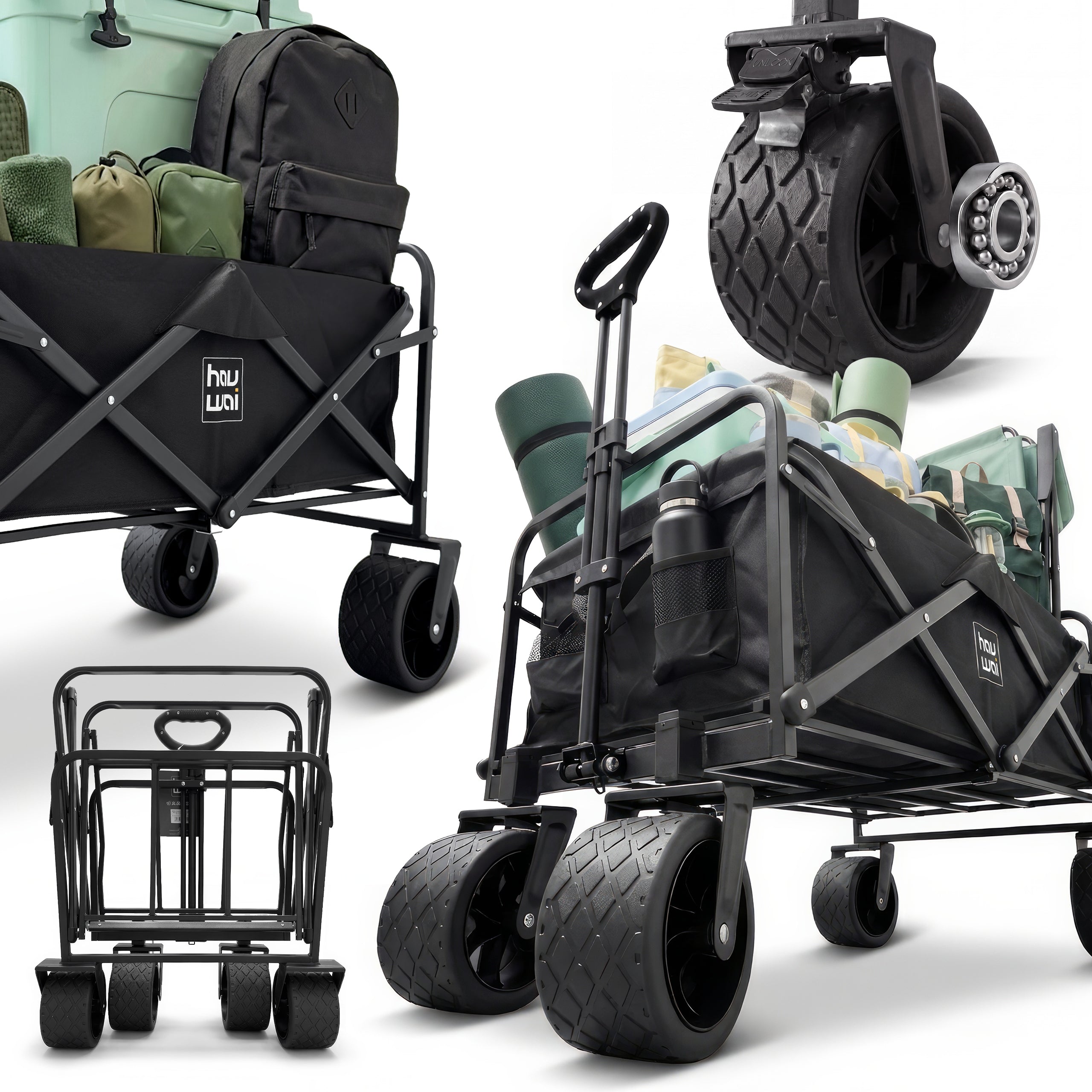 TRANSPORT TROLLEY FOLDING GARDEN TOURIST OFF-ROAD WHEELS 150 L