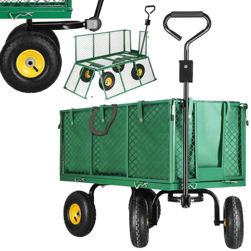 TRANSPORT TROLLEY Folding Garden Tourist OFF-ROAD WHEELS UP TO 550KG Manufacturer code duży wózek ogrodowy składany