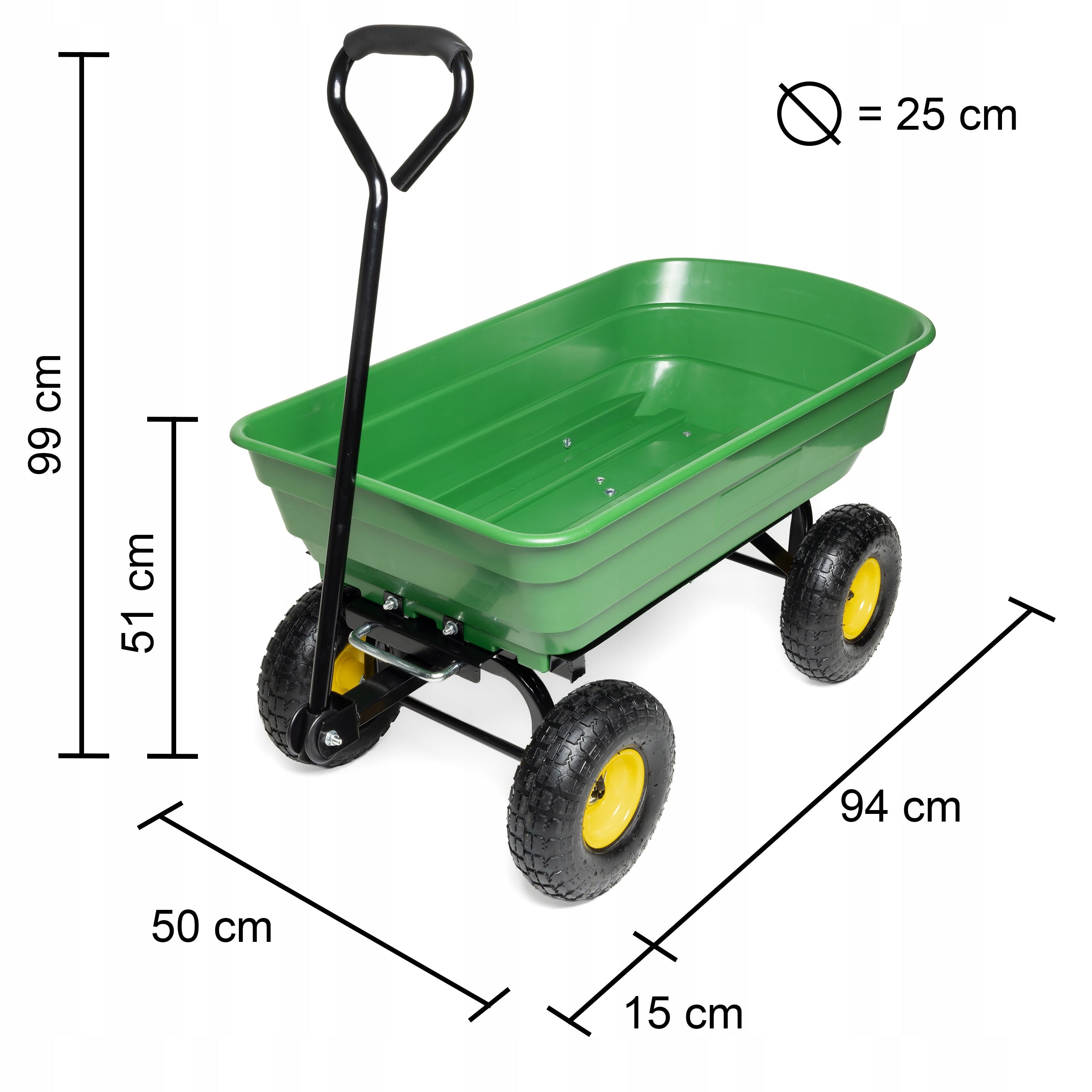 TRANSPORT TROLLEY GARDEN DUMP TRUCK WHEELBARROW TRAILER DURABLE 75L Wheels number 4