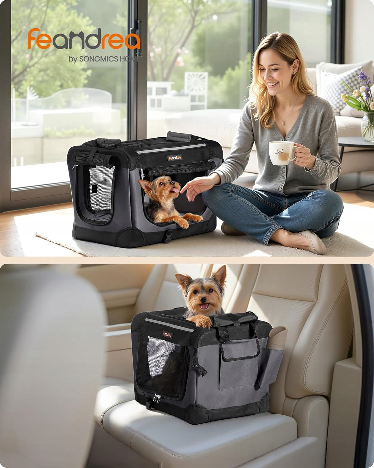 TRANSPORTER DOG CAGE FOLDABLE FOR SMALL DOG OXFORD FABRIC WITH MESH Manufacturer code PDC021b01