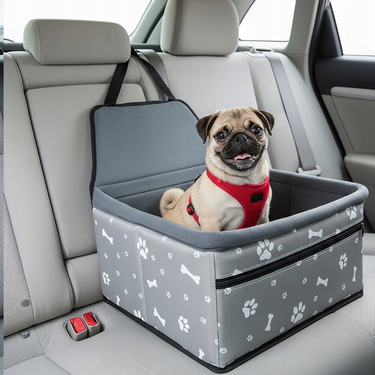 TRANSPORTER PREMIUM CAR SEAT FOR CAT DOG TRAVEL TO CAR BELTS Color black