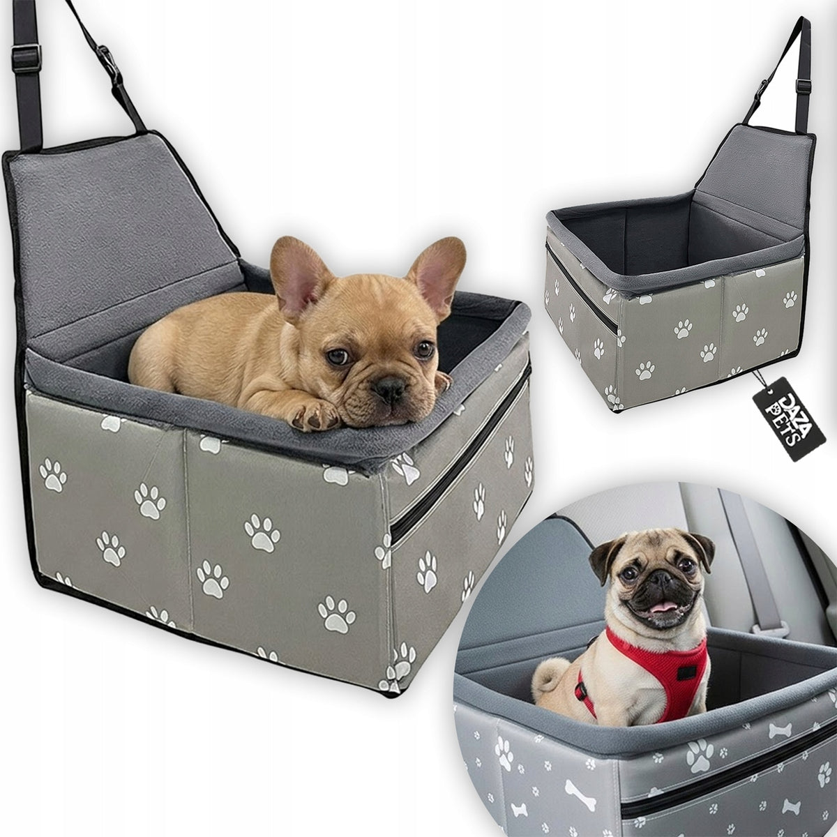 TRANSPORTER PREMIUM CAR SEAT FOR CAT DOG TRAVEL TO CAR BELTS