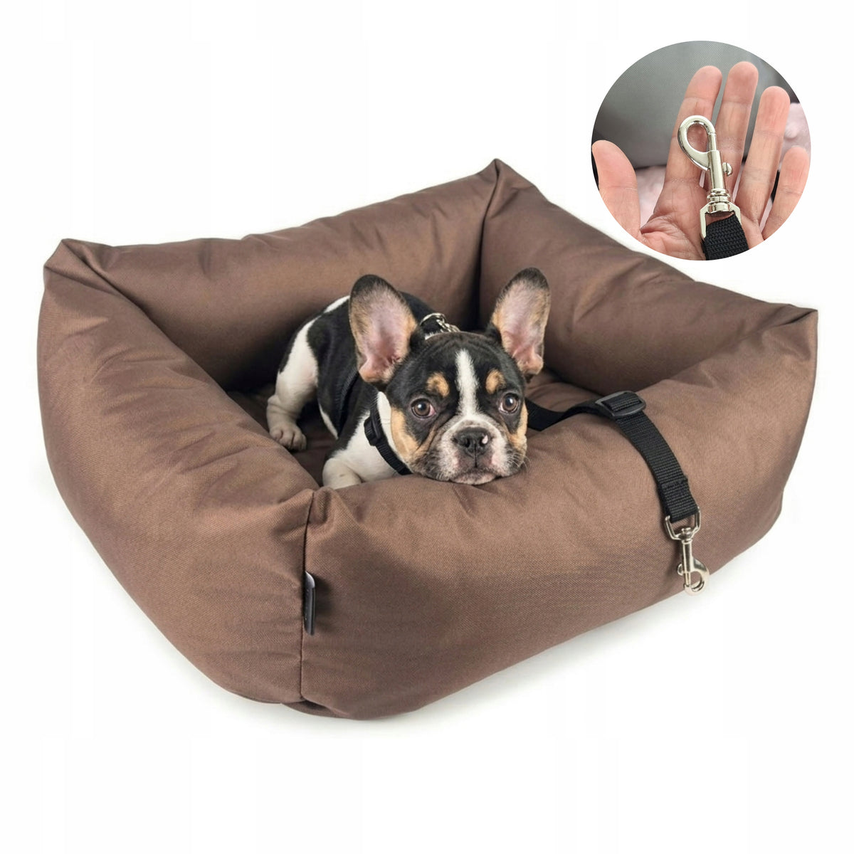 TRANSPORTER dog car seat for car KryKas Silver Line - brown