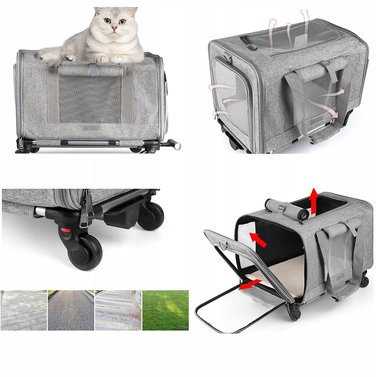 TRANSPORTER on wheels for dog cat | folding SUITCASE shoulder strap| I217 Manufacturer code I217