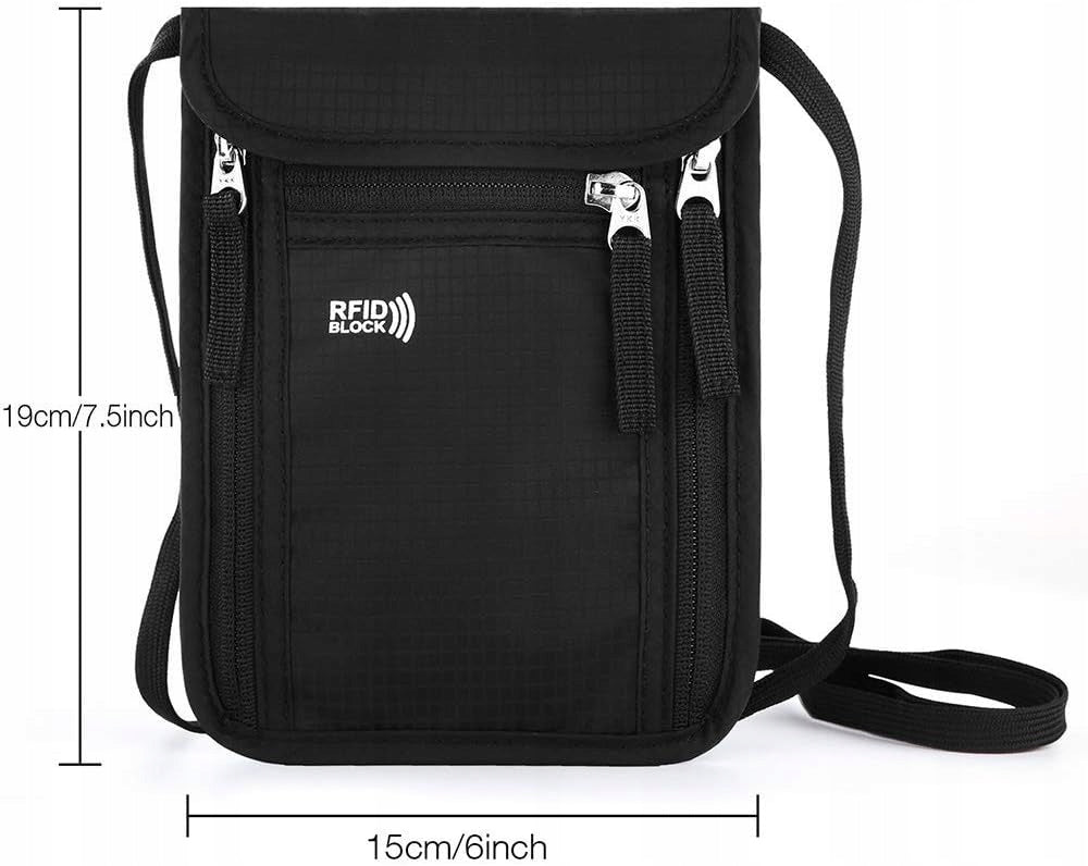 TRAVEL BAG NECK LOCK RFID POUCH FOR ANTI-THEFT DOCUMENTS Packaging status original