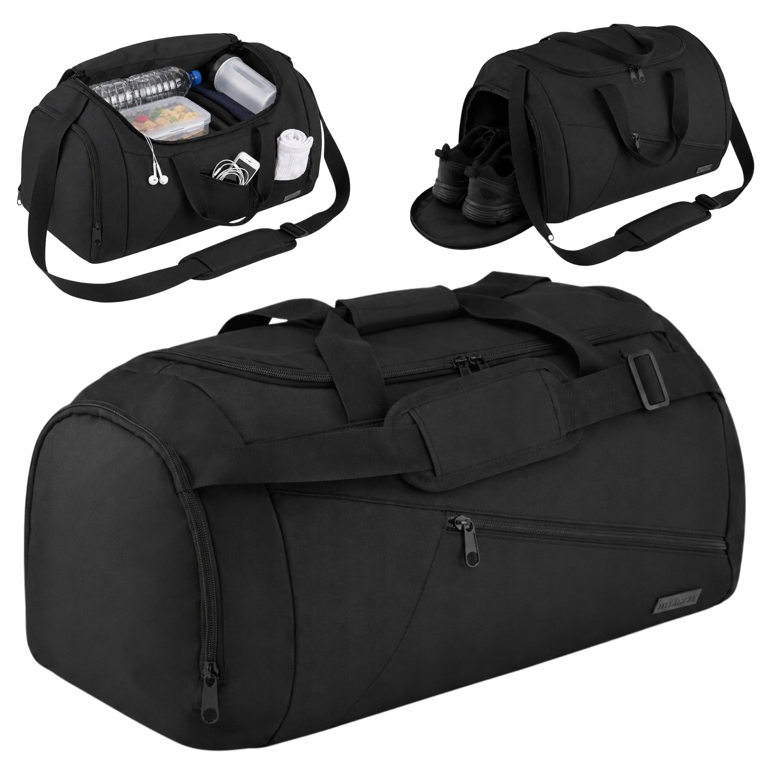 TRAVEL BAG SPORTS Shoe Pocket Hand Luggage Large Black