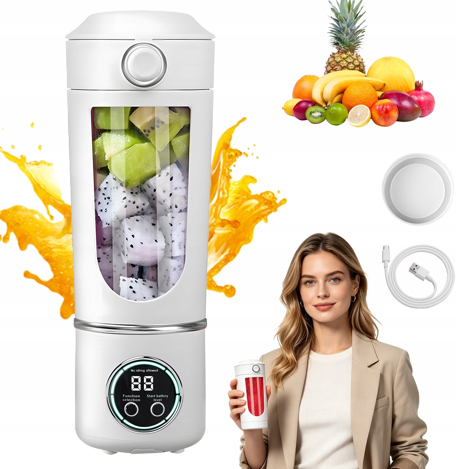 TRAVEL BLENDER PORTABLE 700ML CORDLESS CAMPING SPORT 1500MAH