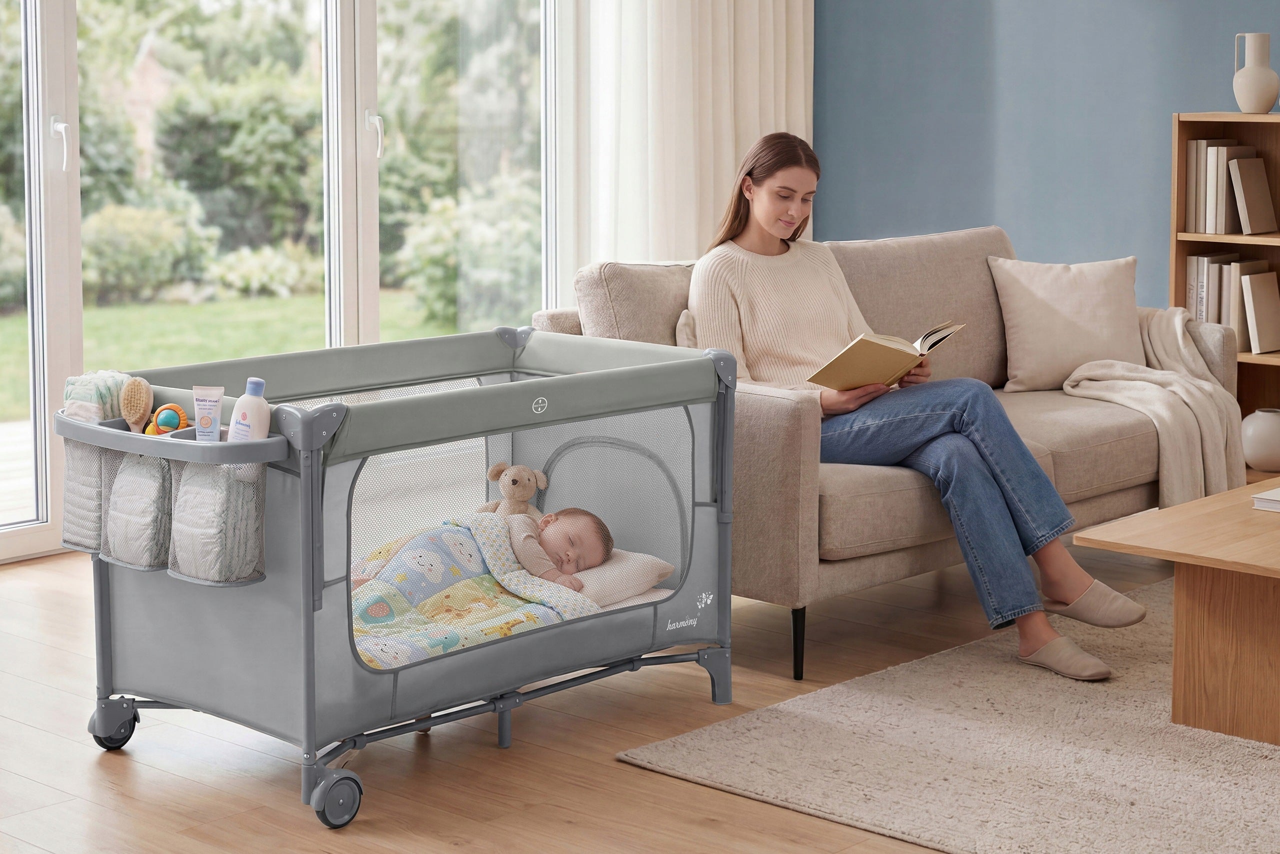 TRAVEL COT FOLDING TWO-LEVEL MATTRESS + CHANGING TABLE AND ORGANIZER Manufacturer code 5905226126570