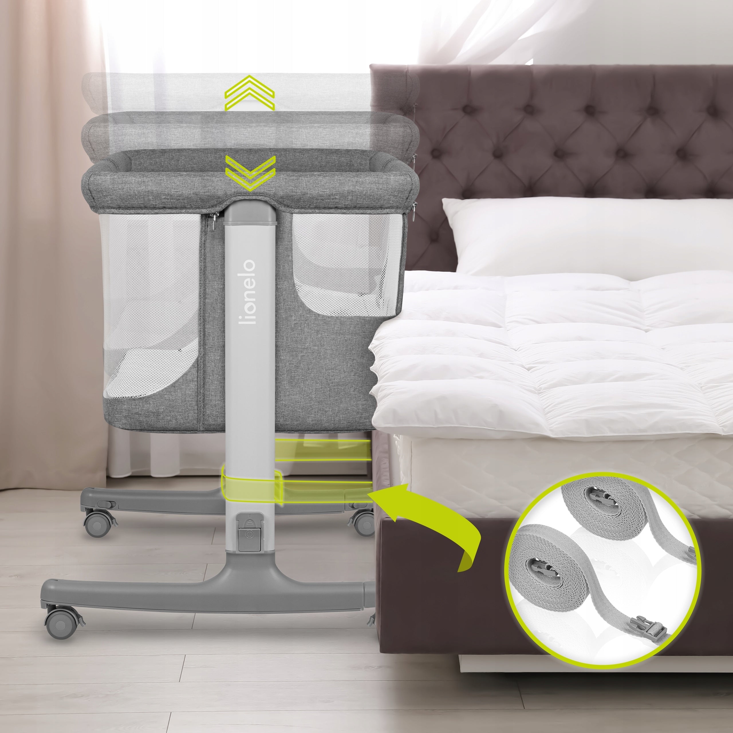 TRAVEL COT LIONELO AURORA 60 X 85 CM Color gray