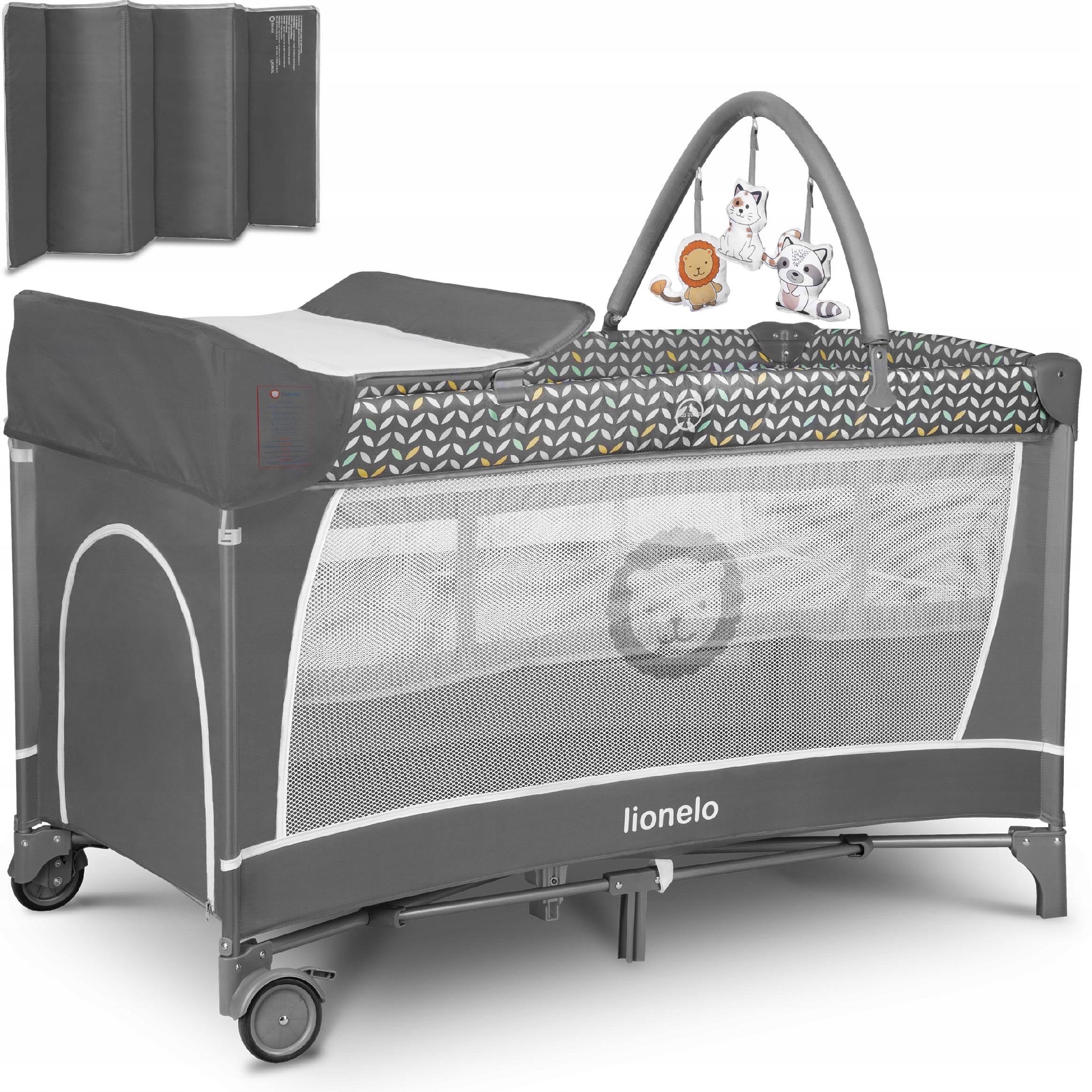 TRAVEL COT LIONELO FLOWER TWO-LEVEL