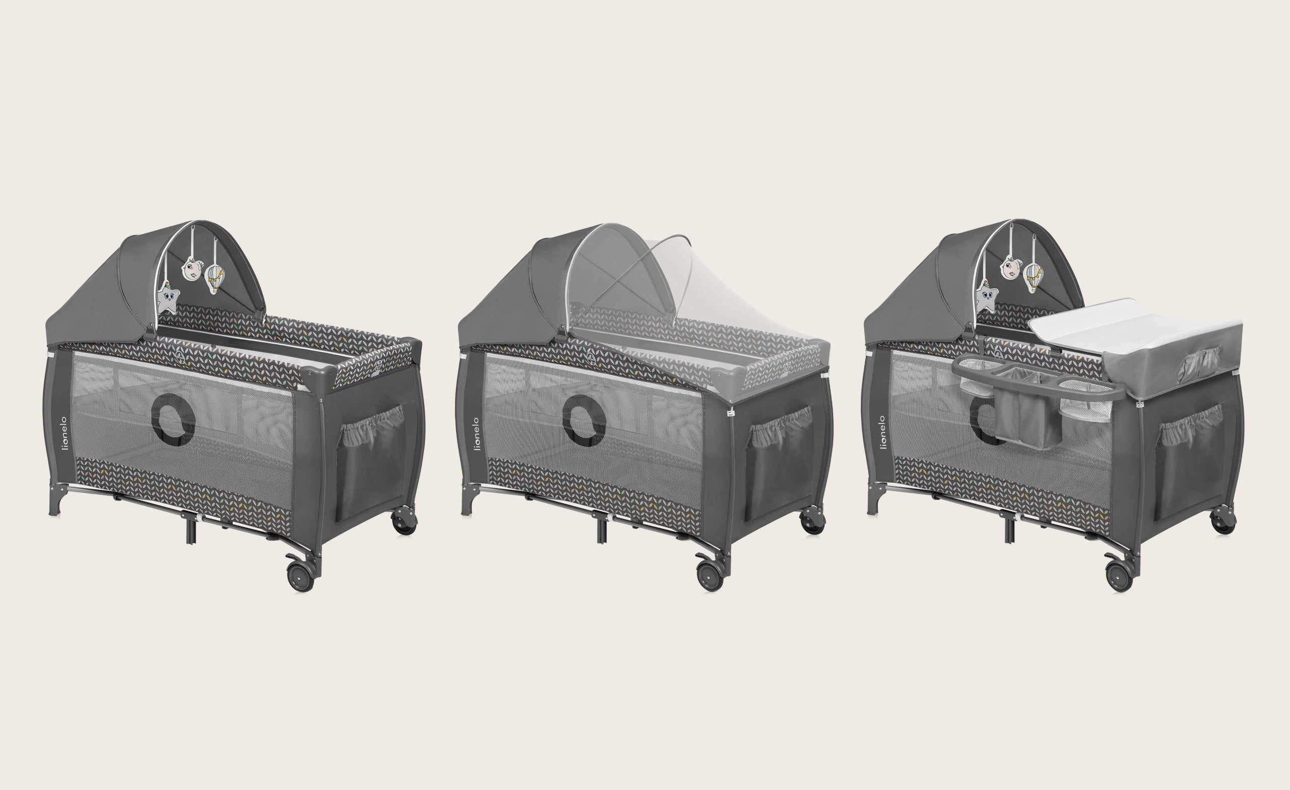 TRAVEL COT PLAYPEN LIONELO SVEN + BAMBOO SWADDLE GREY Manufacturer code LO-SVEN PLUS GREY SCANDI