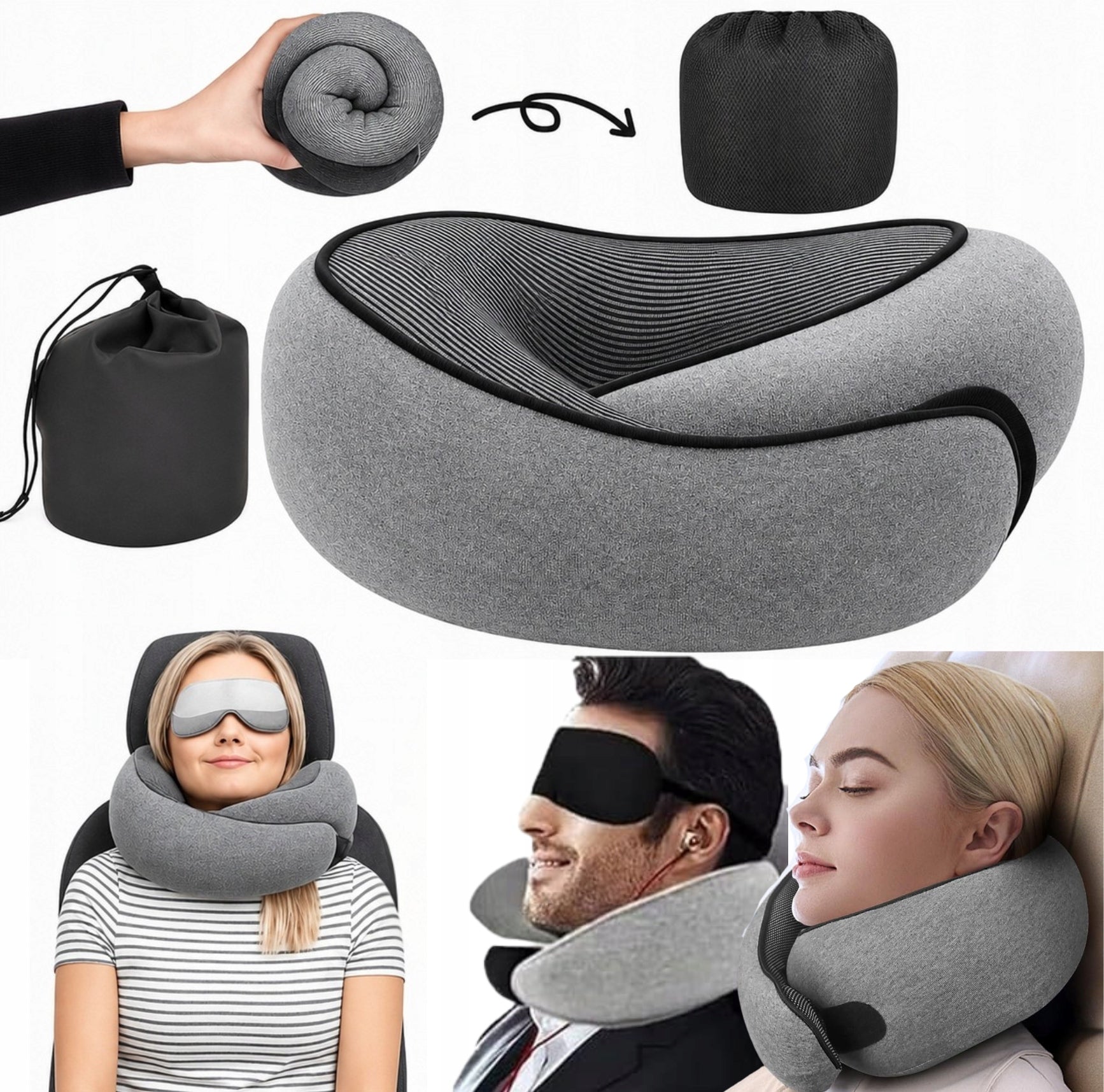 TRAVEL PILLOW FOR NECK HEADREST FOR AIRPLANE CAR 360°