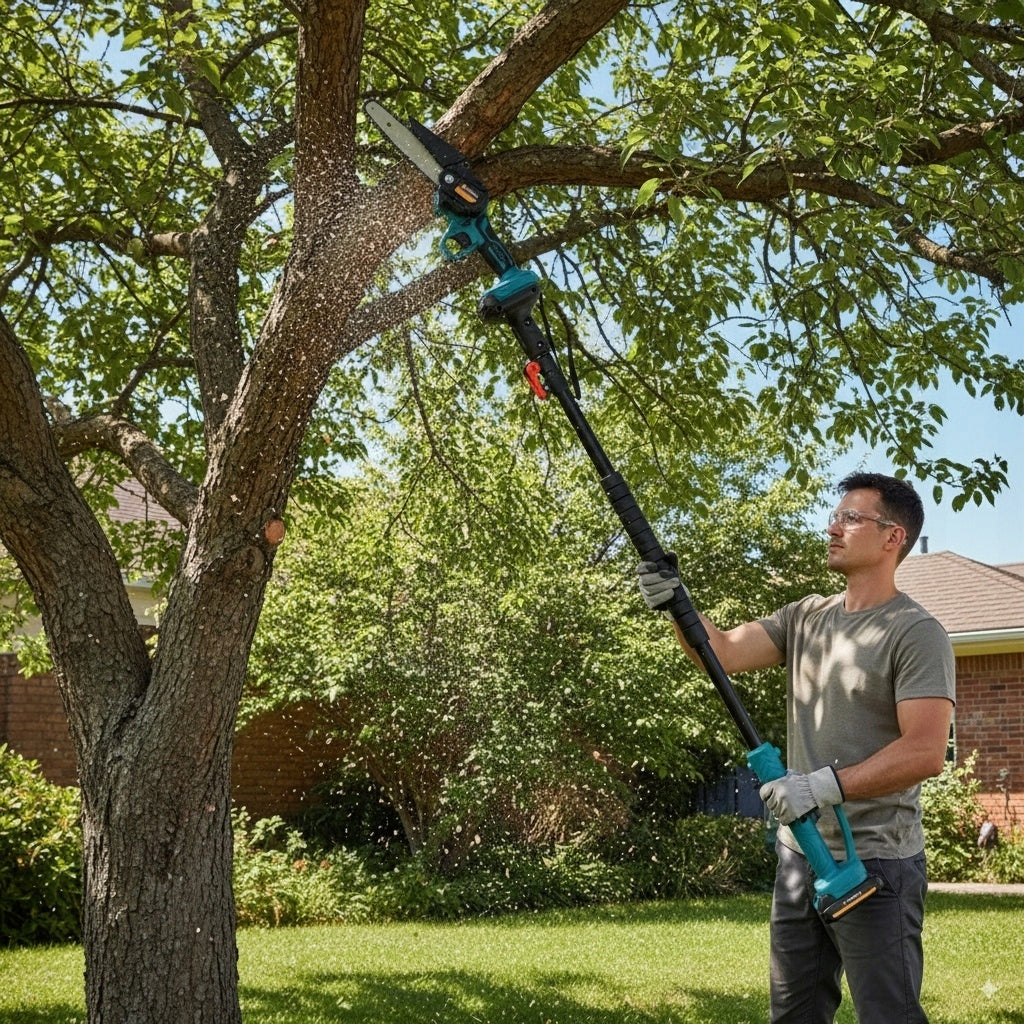 TREE CHAINSAW WITH ADJUSTABLE BOOM WIRELESS 2xAKU Packaging status original