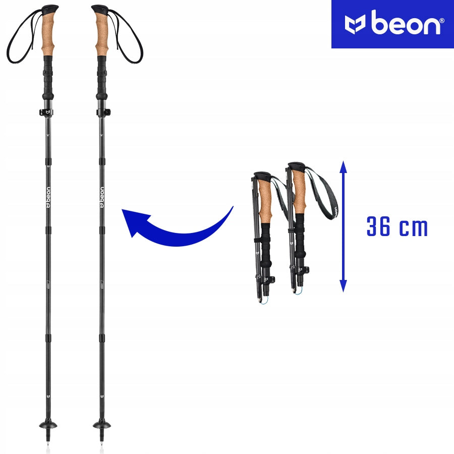 TREKKING POLES FOLDING CARBON NORDIC WALKING POLES CARBON FIBER Brand Beon
