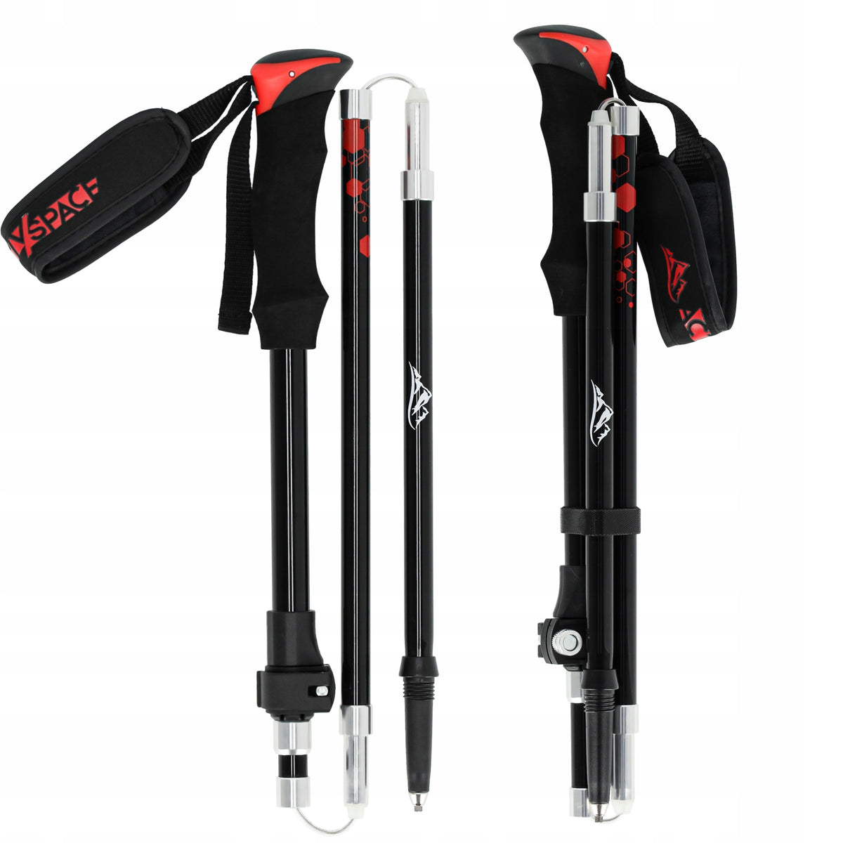 TREKKING POLES FOLDING POLES IN THE MOUNTAINS FOR WALKING ADJUSTABLE 2PCS QUALITY Color black