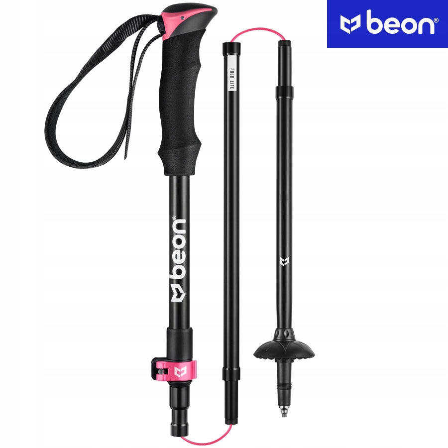 TREKKING POLES FOLDING POLES IN THE MOUNTAINS FOR WALKING IN THE MOUNTAINS PINK BEON Color black