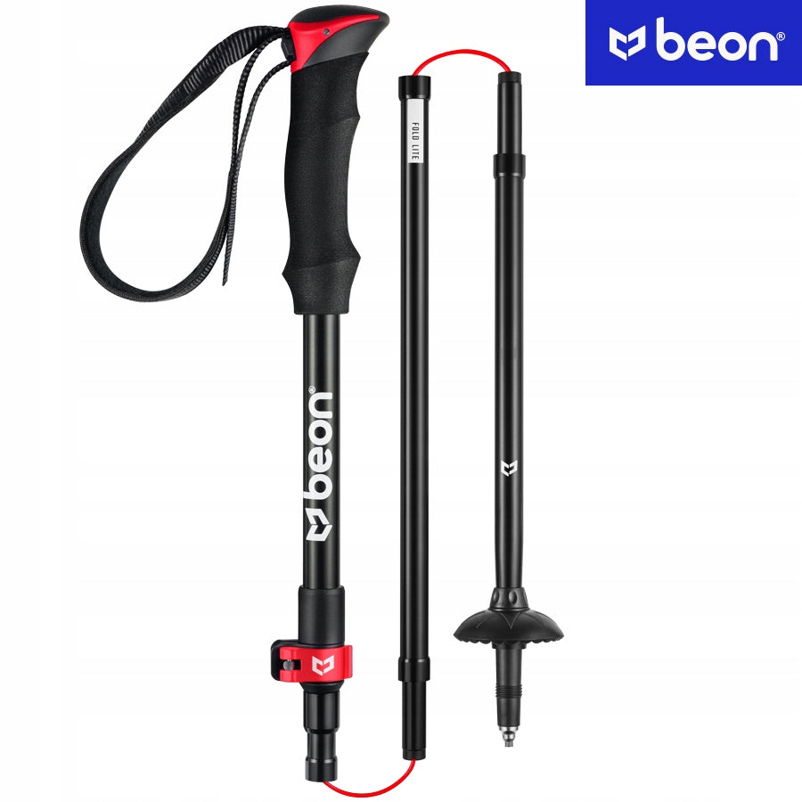 TREKKING POLES FOLDING POLES IN THE MOUNTAINS FOR WALKING IN THE MOUNTAINS RED BEON Color black