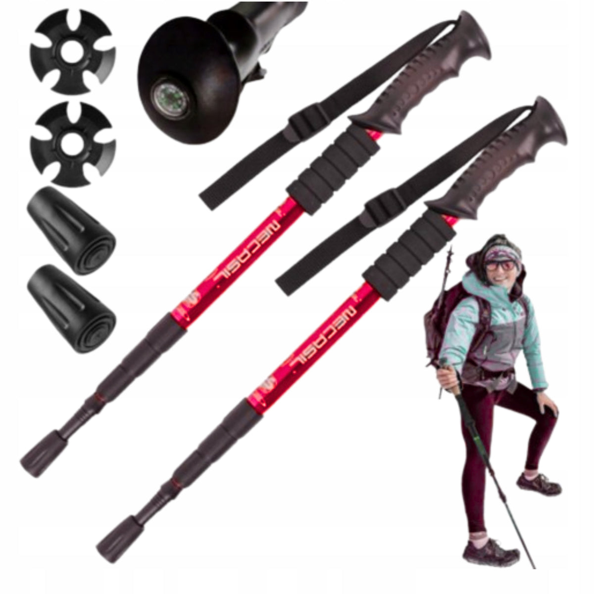 TREKKING POLES MOUNTAIN FOLDING NORDIC WALKING POLES TREKKING IN THE MOUNTAINS