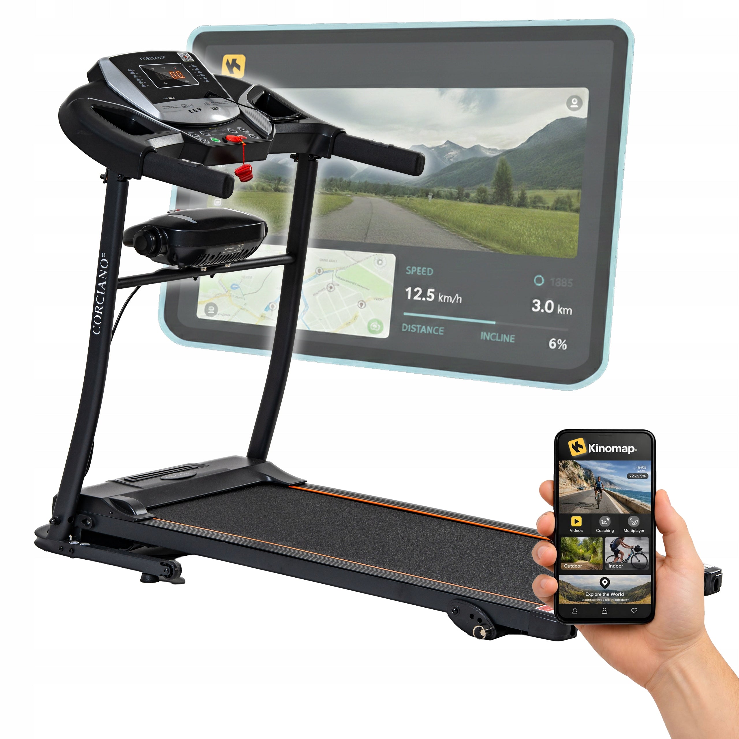 TRENTO 501D Folding Electric Treadmill with Massager APP CORCIANO 3HP 120kg