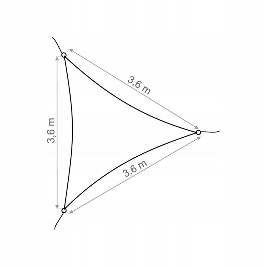 TRIANGULAR SUN SAIL 3,6X3,6 160G/M2 GREY + BAG Packaging status original