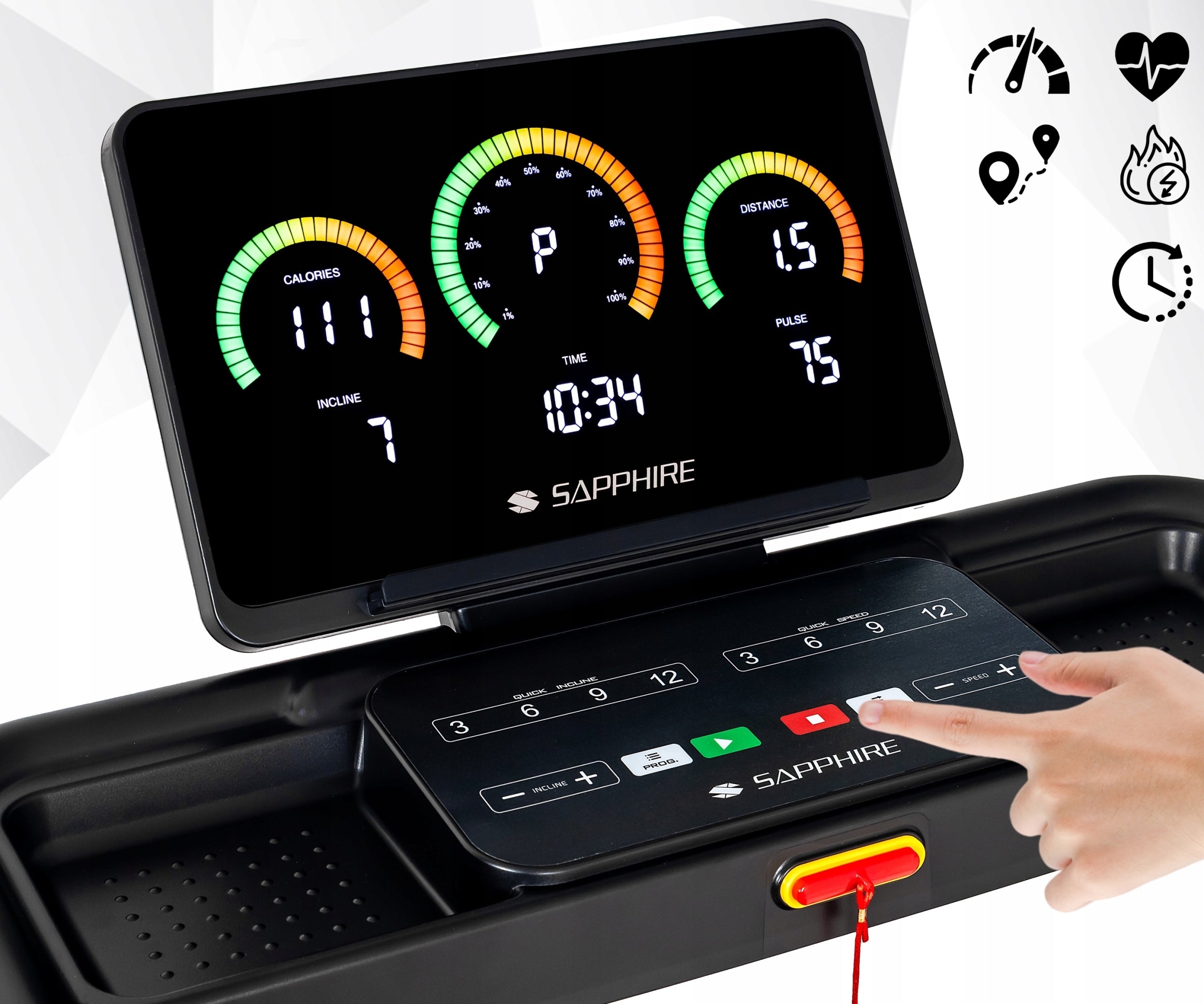 TRIVOR Home Electric TREADMILL Folding TRAINING 12KM CUSHIONING ANGLE Brand Sapphire