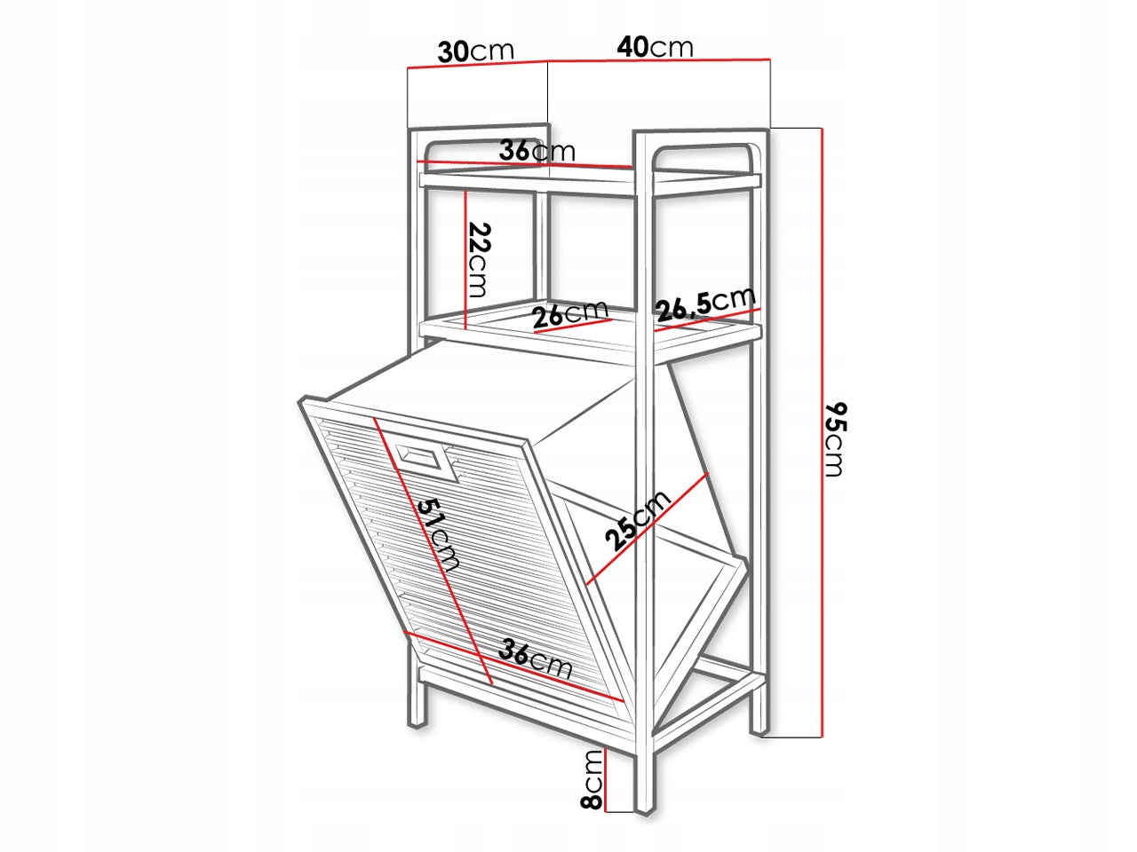 TROLLEY ANELKO bookcase for bathroom laundry basket Manufacturer code 5903211077951