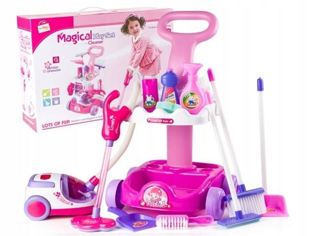 TROLLEY CLEANING KIT WITH VACUUM CLEANER SOUND MOP BRUSH FOR KIDS
