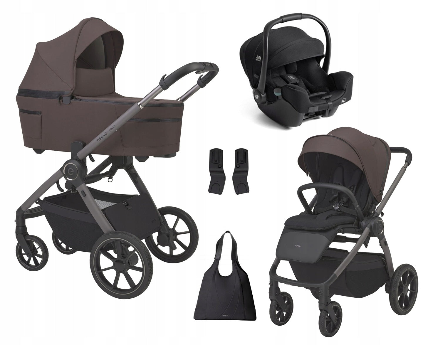 TROLLEY ESPIRO YOGA 3in1 JOIE I-STARTER + ADAPTERS / 208 ESSENCE OF CHOCOLATE