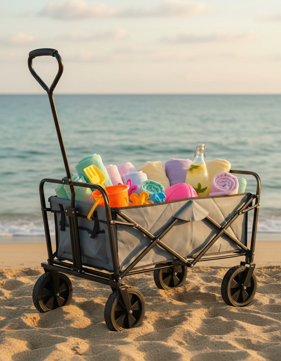 TROLLEY FC001 TRANSPORT FOLDING TOURIST GARDEN BEACH WAGON 100KG Capacity 1 l