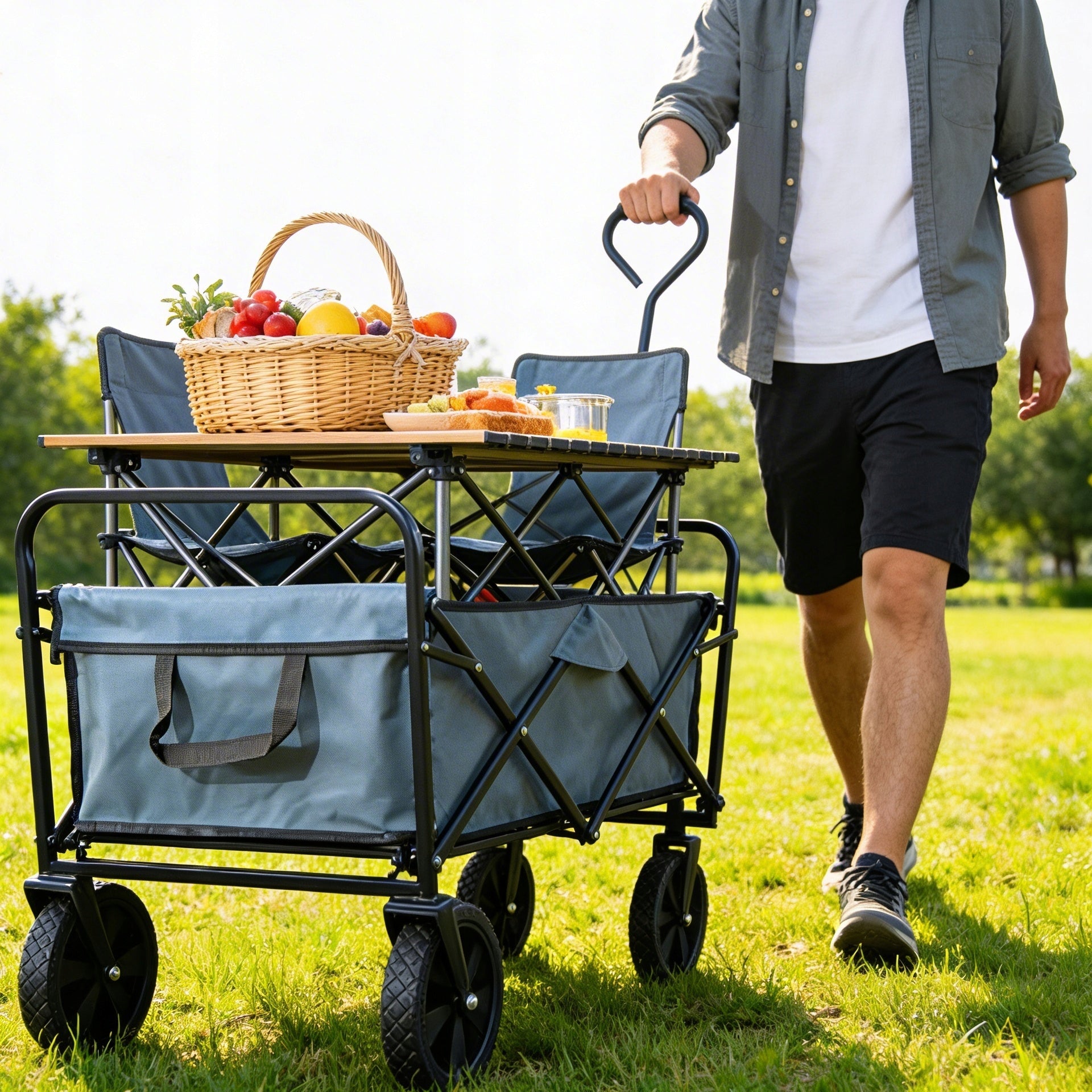 TROLLEY FC001 TRANSPORT FOLDING TOURIST GARDEN BEACH WAGON 100KG Packaging status original
