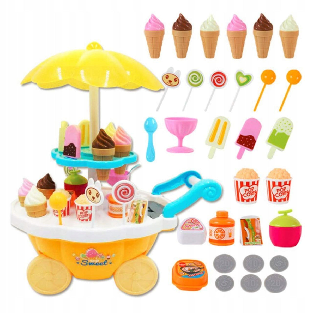TROLLEY WITH SWEETS Ice Cream Shop LED SOUNDS Color yellow