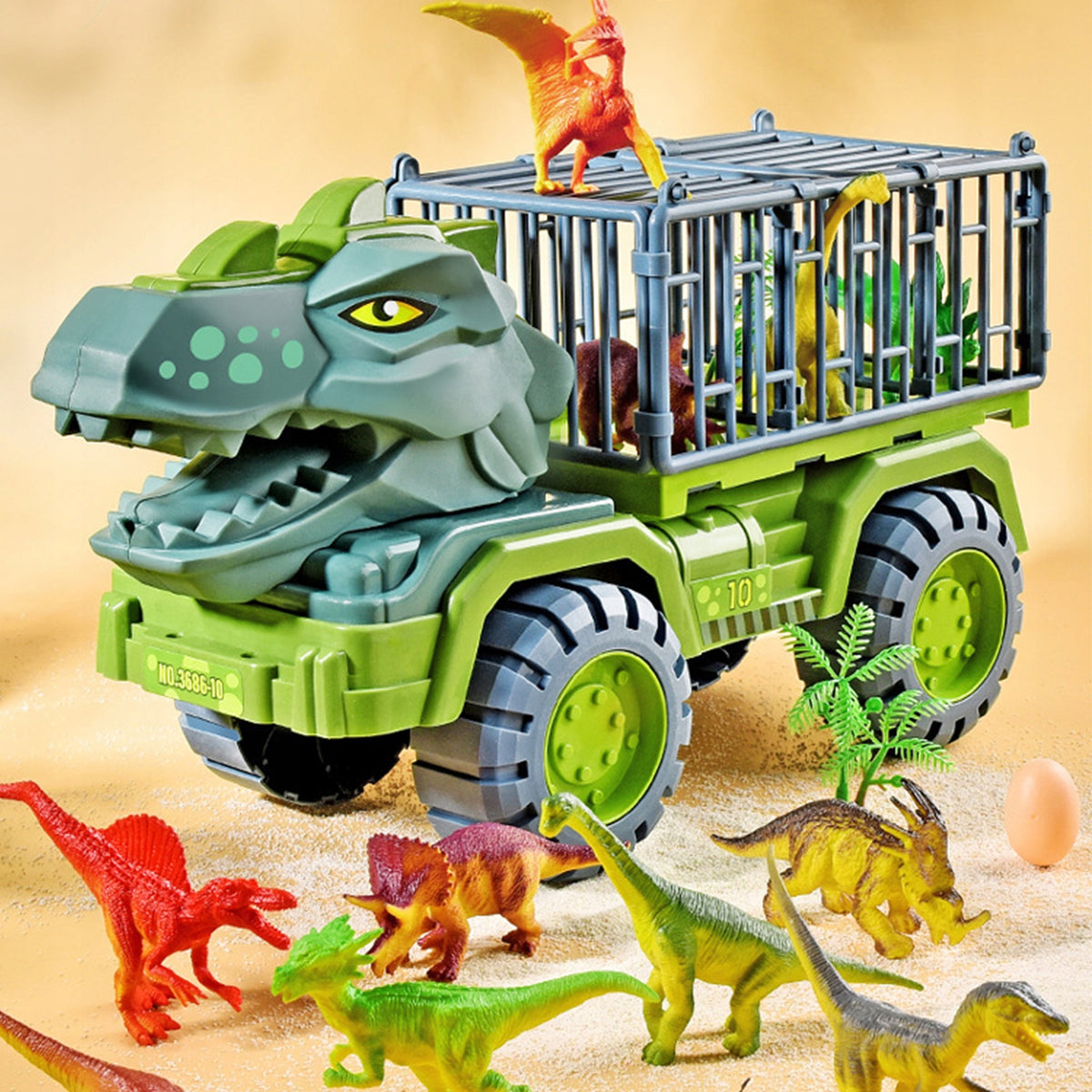 TRUCK DINOSAUR LARGE CAR T-REX TIR 15x DINOSAURS TRANSPORTER DINO Packaging status original
