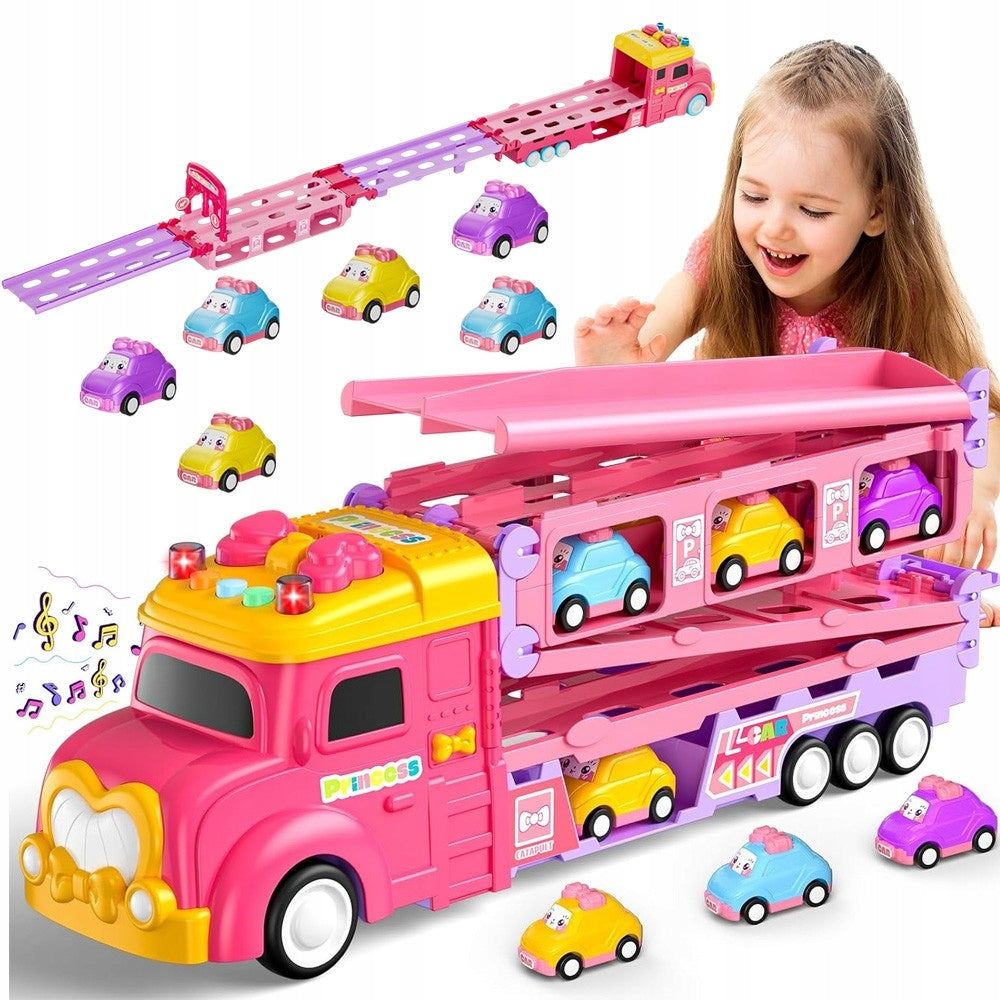TRUCK-GARAGE WITH CAR LAUNCHER, 6 MODELS - 3IN1 TOY