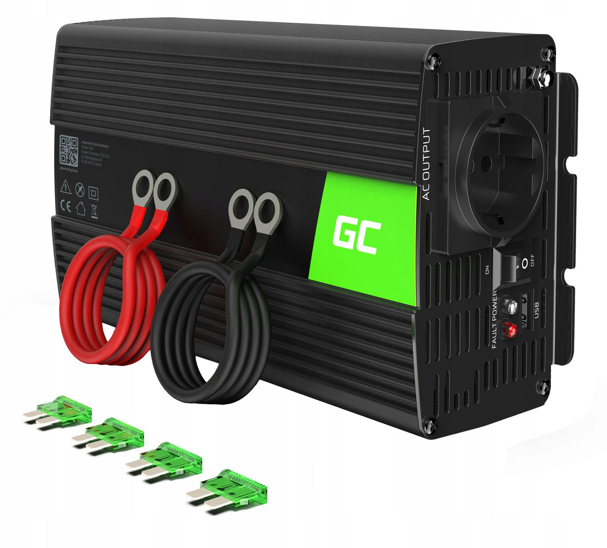 TRUCK INVERTER TIR AKU. 24V - 230V 1000W 2000W GREEN CELL + USB