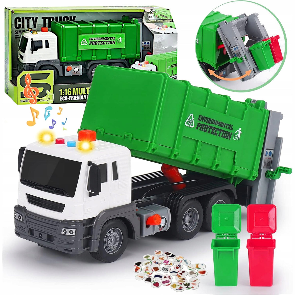 TRUCK LARGE CAR GARBAGE TRUCK CAR DRIVE BASKETS CITY VEHICLE TOY