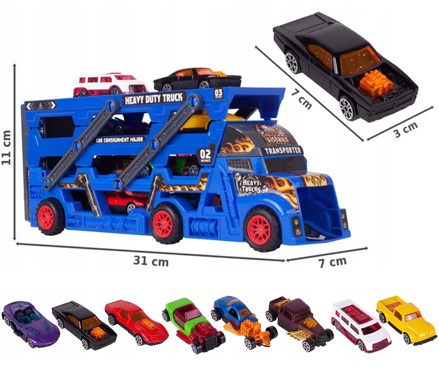 TRUCK TIR TOW TRUCK 3 LEVELS WITH LAUNCHER + 8 CARS Brand Stator