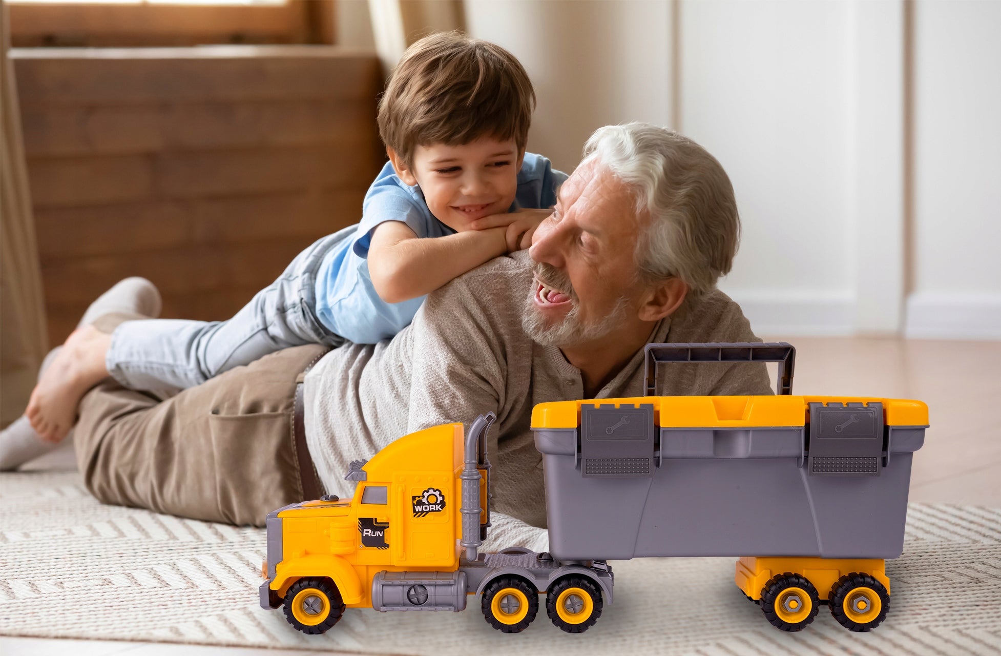 TRUCK TOW TRUCK BOX CONTAINER UNSCREWED CONSTRUCTION CARS 3in1 Manufacturer code 110401