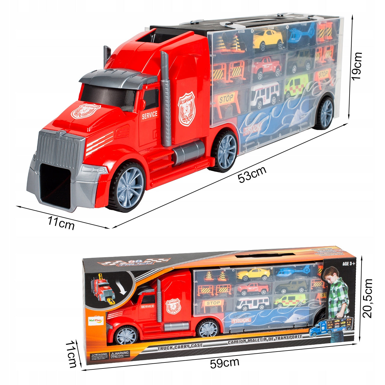 TRUCK WITH CARS TOW TRUCK TIR RESORAKI CARS 17 el. Manufacturer code 5901924210016