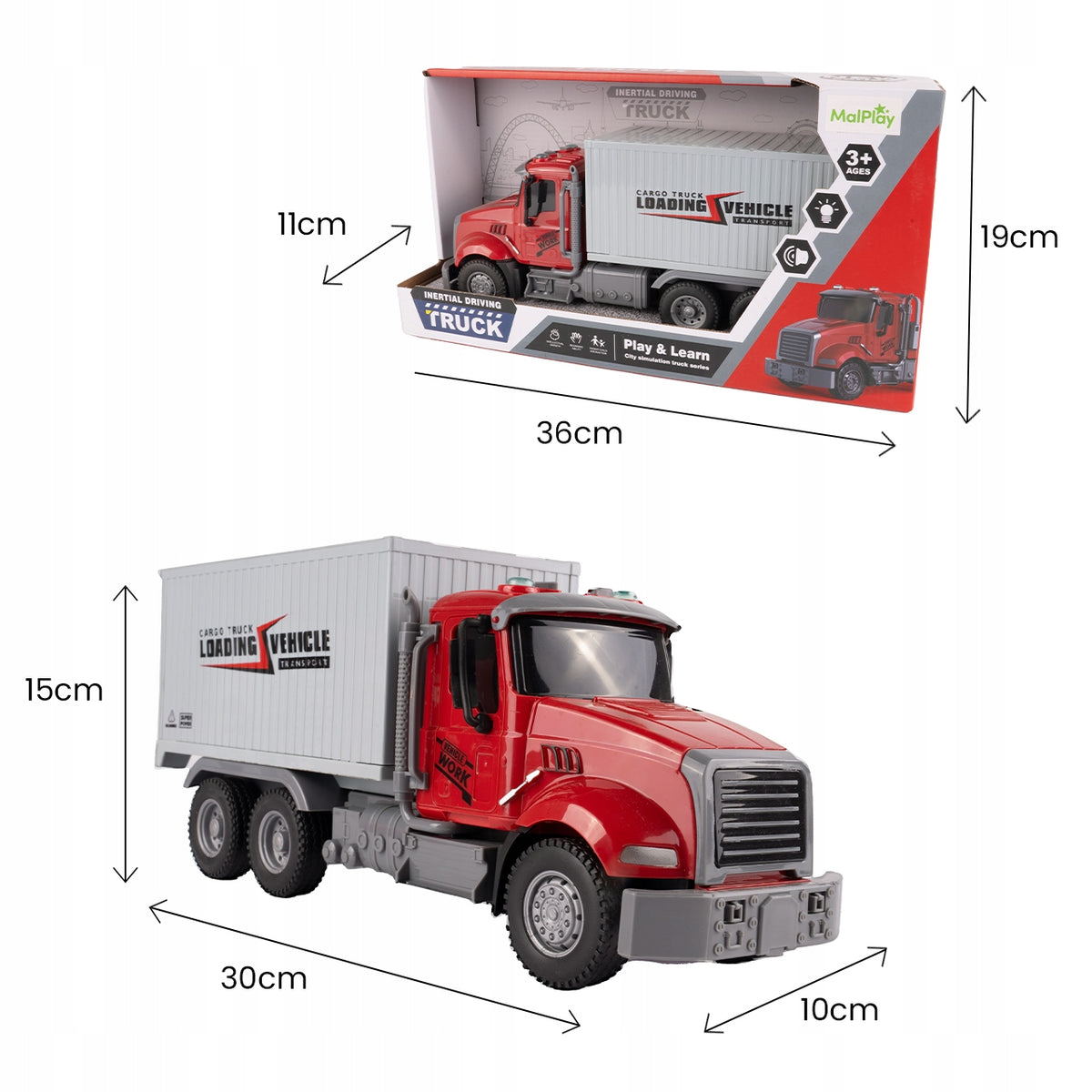 TRUCK WITH FRICTION DRIVE LARGE SEMI-TRAILER LIGHT SOUND Packaging status original