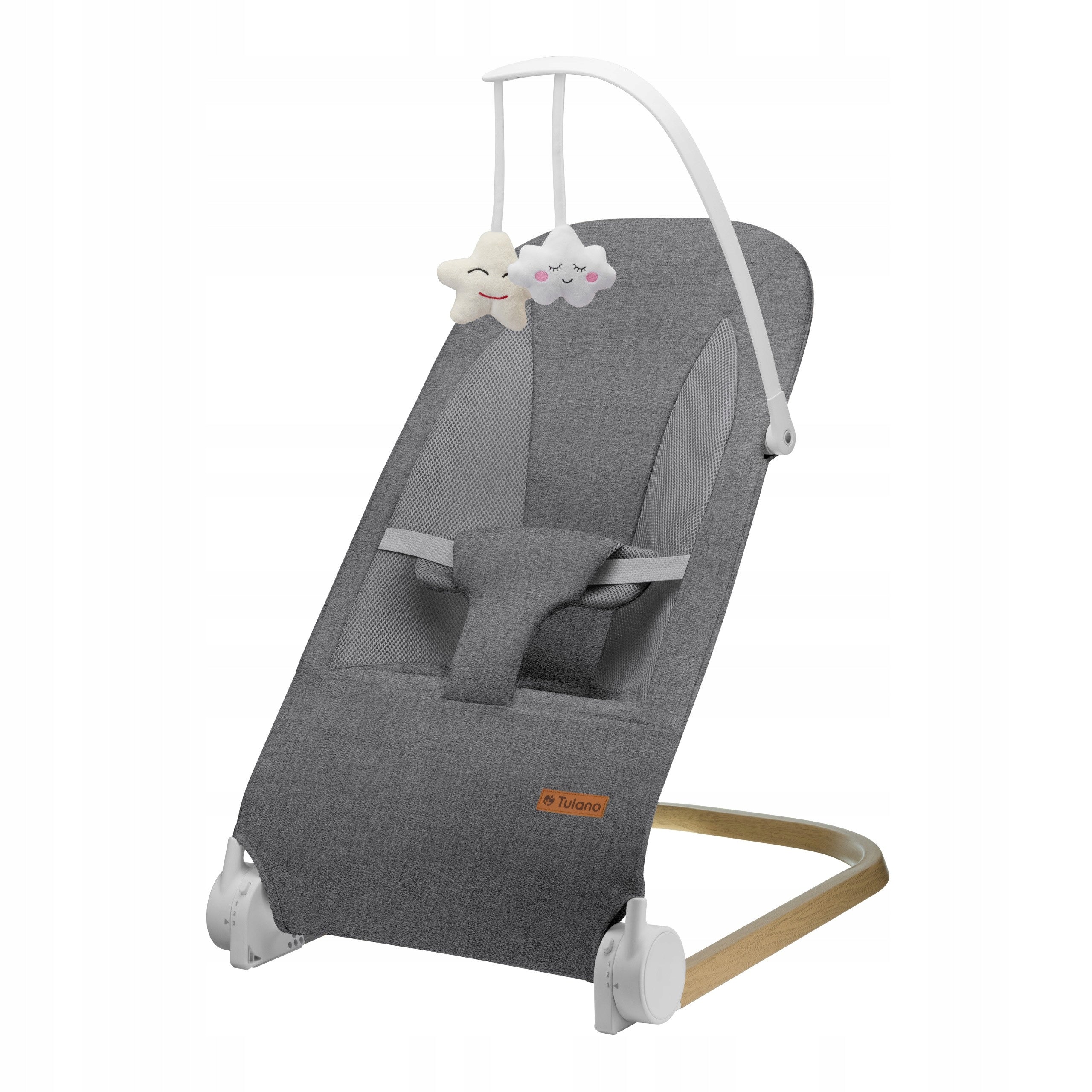 TULANO Baby lounger foldable adjustable with straps Moon 50 grey Brand TULANO